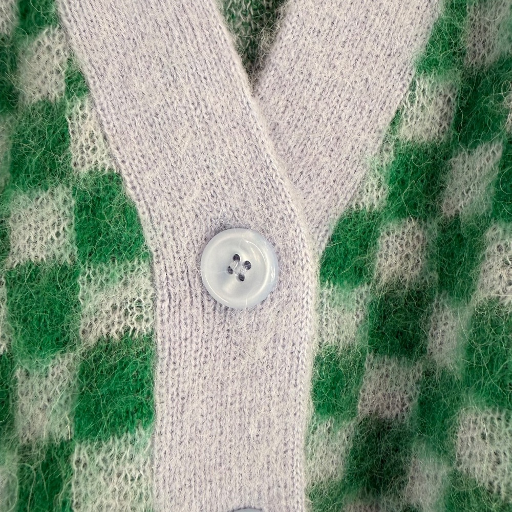 J. Crew Checkered V-neck cardigan sweater in brushed yarn - Picture 4 of 6